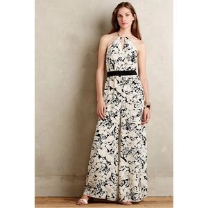 Anthropologie Elevenses Lilium Silk Jumpsuit